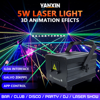 Lumière laser d'animation couleur 5W RGB DMX512 avec contrôle sonore et par application, éclairage de scène commercial pour bars, mariages, KTV