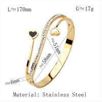Bracelet en acier inoxydable 304/316L de haute qualité pour femme, avec breloque double cœur en forme de coquille de diamant, idéal pour cadeau et vente en gros