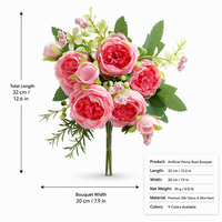 Buket Bunga Mawar Peony Buatan Bohemian Tahan Air, Sutra, Gaya Persia untuk Dekorasi Pernikahan, Rumah, dan Centerpiece Meja