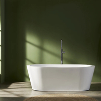 Baignoire autoportante en acrylique ovale moderne, ensemble d'accessoires de salle de bain pour la maison, l'hôtel, la villa