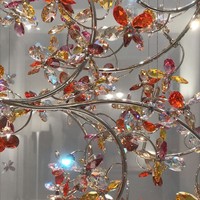 Lustre LED FireLux sur mesure, moderne, coloré, en forme de fleur de cristal, pour plafond haut, décoration d'hôtel, villa, maison