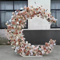 GOG095 Arche en soie blanche et verte Hortensia Fleur artificielle avec support en métal pour décoration de scène de mariage