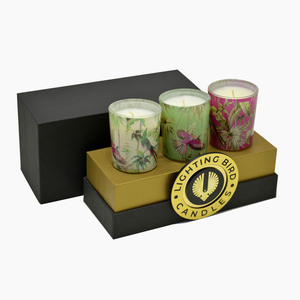 Rigid Gift <b>Box</b> <b>Set</b> With Three Decorative Candles In Colorful Tropical Design Packaging - Product Image 2