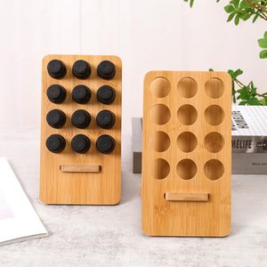 12 Grids <strong>Solid</strong> Wood Essential Oils Storage <strong>Racks</strong> Oil Organizer Bottles Standing Type Display Stand Holder - Product Image 5