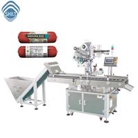 Machine d'étiquetage automatique de saucisses à grande vitesse SKILT, équipée d'un élévateur et d'un moteur servo, machine d'étiquetage horizontale