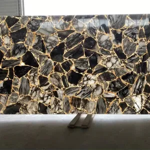 Pedra de guangxi, resina de ônix artificial, painel de pedra com luz LED acrílica, pedra translúcida para revestimento de parede retroiluminada