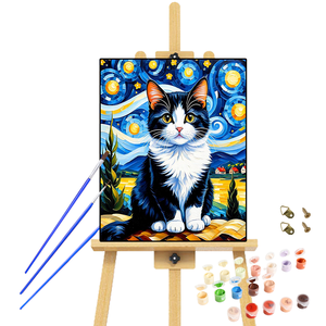 Venta caliente gato pintura por números <span class=keywords><strong>el</strong></span> gato <span class=keywords><strong>bajo</strong></span> <span class=keywords><strong>el</strong></span> <span class=keywords><strong>cielo</strong></span> estrellado pintura por números acrílico calidad Superior - Product Image 1