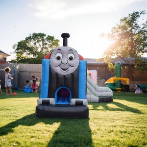 Château gonflable en gros à vendre, château gonflable bleu Thomas le petit train, château gonflable en PVC avec toboggan combiné, dessin animé - Product Image 2