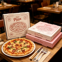 Boîtes à pizza jetables personnalisées avec logo imprimé, en carton ondulé B/E, recyclables, écologiques, de qualité alimentaire, pour les boutiques de livraison de pizzas à emporter
