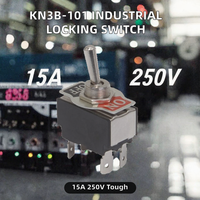 Interrupteur à levier de verrouillage industriel 15A 250V SPST ON-OFF 2 broches en métal, indice de protection IP53, durée de vie de 500 000 cycles