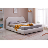 Lit double de luxe italien en tissu, cadre en bois massif, capitonné, style nordique moderne, en velours, pour chambre à coucher, tailles Queen et King