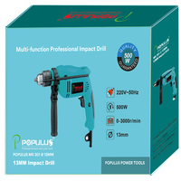 IPOPULUS Perceuse électrique compacte stable perceuse à percussion régulation de vitesse en continu double mode 220V perceuse de meulage multifonction