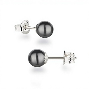 Pendientes de Plata 925 con Perlas Redondas de 6mm para Mujer, Estilo Vintage, para Uso Diario, Regalo Moderno - Product Image 2