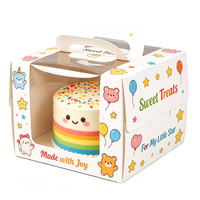 Boîte à gâteau personnalisée pour fête d'anniversaire d'enfants avec fenêtre, emballage cadeau en papier en gros pour repas d'enfants