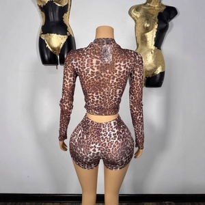 Nuovo 2026 autunno europeo e americano abbigliamento donna moda Sexy Street Shooting autunno stretta manica lunga stampa leopardo <span class=keywords><strong>due</strong></span> - Product Image 2