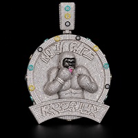 Pendentif Médaille Homme en Cuivre et Bambou, Style Hip-Hop Européen-Américain, Motif Gorille Champion de Boxe, Micro-incrusté, Design à Bords Colorés
