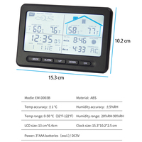 EMAF Home RCC Weather Forecast Réveil sans fil pour l'intérieur et l'extérieur avec capteur Radio Control Clock with Sun Rise Set Time Moon Phase