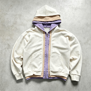 <span class=keywords><strong>Felpe</strong></span> con Cappuccio e Zip per Uomo in Cotone 100% di Alta Qualità, Design a Blocchi di Colore, Triplo Strato, in Spugna Francese - Product Image 4