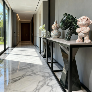 중국 공장 도매 실내 또는 동물 가게용 흰색 대리석 고양이 조각상 - Product Image 3