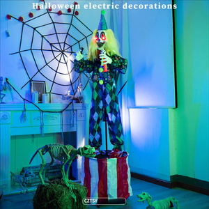 <span class=keywords><strong>Payaso</strong></span> <span class=keywords><strong>Loco</strong></span> de Halloween de 1.9M con Trompeta, Luz Activada por Movimiento, Decoración Eléctrica para Casa Embrujada, Jardín y Fiestas al Aire Libre - Product Image 4