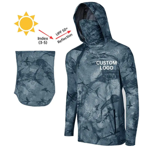 Sublimation Custom Quick Dry UPF 50+ Uv <strong>Hoodie</strong> Sun Protective Hooded Fishing <strong>T</strong> <strong>Shirt</strong> - Product Image 3