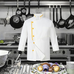 Chaqueta de Trabajo Unisex de Manga Larga, Tejida en Poliéster, con Serigrafía, para Chefs de Restaurantes y Bares - Product Image 3