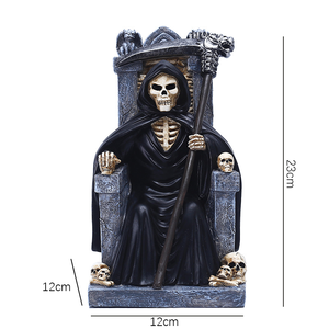 Ornamento in resina Halloween spettrale gotico death decor figurine evil grim reaper on bone throne statue con <span class=keywords><strong>falce</strong></span> e teschio - Product Image 2