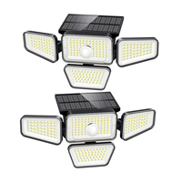 Lampe solaire murale à Led pour l'extérieur, 270 LED, détecteur de mouvement, lampe de sécurité à 4 têtes, étanche IP65, projecteur pour jardin