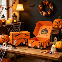 Boîtes d'expédition personnalisées pour Halloween avec logo, en forme de citrouille orange et de fantôme, pliables, en carton ondulé, pour l'e-commerce