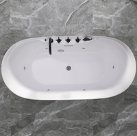 Bañera de Hidromasaje Moderna Independiente de Acrílico con Borde Delgado, Diseño Ergonómico para Relajación, Jets Ajustables, Superficie Fácil de Limpiar