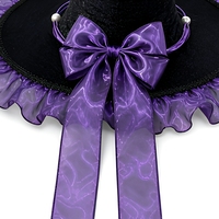 Chapeau de sorcière noir et violet, style gothique Lolita, accessoire de cosplay, chapeau pointu à volants et nœud pour Halloween