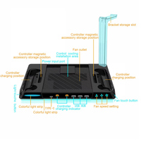 Hub USB multifonctionnel avec station de charge, ventilateur de refroidissement à 3 vitesses, lumière RGB, support pour casque, pour machine Steam, manette de jeu double