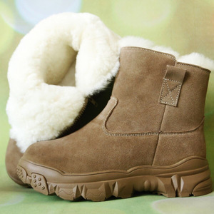 Botas de Nieve para Hombre, Color Marrón Oscuro, Media Caña, Forro Grueso de Piel de Oveja, Cálidas, Antideslizantes e Impermeables para Exteriores - Product Image 2