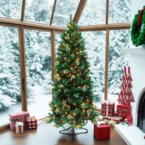 Árbol de Navidad Flocado en Oferta, Venta al por Mayor de Fábrica, Forma de Pino de PE/PVC con Lazo Rojo para Decoración del Hogar - Product Image 3