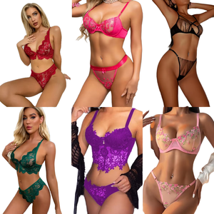 Conjunto <span class=keywords><strong>de</strong></span> Lencería Sexy con Bordado Floral, Superventas del Fabricante, Conjunto <span class=keywords><strong>de</strong></span> Sujetador Plisado, Estilo <span class=keywords><strong>Victoria</strong></span>'s <span class=keywords><strong>Secret</strong></span> - Product Image 1