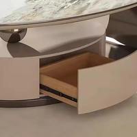 Table basse moderne de luxe en pierre avec rangement et structure en acier inoxydable pour salon et maison