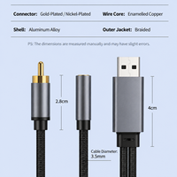 Convertisseur audio numérique-analogique DAC alimenté par USB, adaptateur RCA vers prise jack 3,5 mm pour boîtier TV intelligent, haut-parleur, câble adaptateur auxiliaire