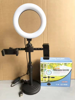 Lampe annulaire tricolore de 6 pouces pour la beauté, avec support de table et double pince, idéale pour le streaming en direct – Éclairage LED de type Factory Outlet