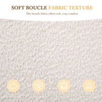 Lit de luxe moderne en tissu bouclé beige avec cadre en contreplaqué pour chambre à coucher