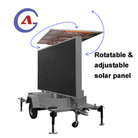 Écran publicitaire LED solaire portable sur roues pour extérieur, affichage mobile de messages variables (VMS) pour signalisation routière sur remorque