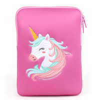 Tas Komputer Meja Anti Air dari Neoprena, Sarung Tablet Pelindung Anti Guncangan dengan Bordir Unicorn yang Lucu untuk iPad
