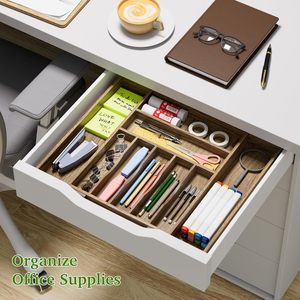 Organizador <span class=keywords><strong>de</strong></span> Cajones Expandible <span class=keywords><strong>de</strong></span> Madera <span class=keywords><strong>de</strong></span> Acacia Personalizado con Acabado Seguro para Alimentos, Ecológico para Almacenamiento en el Hogar, Oficina, Cocina y Baño - Product Image 5