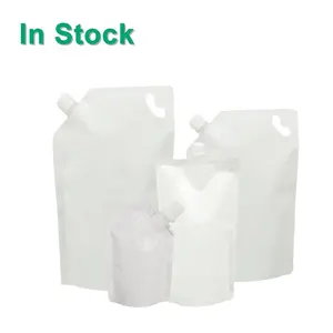 Wit Stand Up Lekvrije Pa Nylon Gelamineerd Plastic Verpakking Gespoten Pouch Tassen Voor Vloeibare Producten