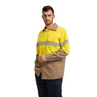 Chemise de travail haute visibilité en coton drill, personnalisée, pour mécaniciens et mineurs australiens, avec bandes réfléchissantes – Offre Spéciale