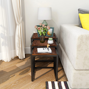 Customized Top Iron Legs Coffee <b>Table</b> Three Piece Square Retractable <b>Space</b> <b>Saving</b> <b>Table</b> Set Sofa Side <b>Table</b> - Product Image 2