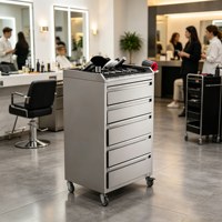 Nouvelle armoire de rangement mobile multi-tiroirs en acier inoxydable avec roulettes pour salons de coiffure - Fabricant direct