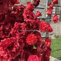 Promesse grandes roses rouges et hortensias arc de fleurs décor Vintage approvisionnement de mariage en gros fleur artificielle métal arc carré