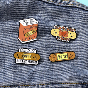 Nouvel Arrivage Transfrontalier : Badge en Alliage Mignon à Motifs de Dessins Animés, avec <span class=keywords><strong>Phrases</strong></span> Courtes Inspirantes en Anglais sur le thème des Pansements, Technique d'Émail Coulant, à Coudre - Product Image 2