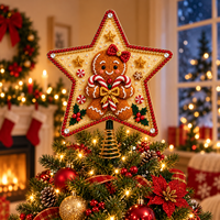 Décorations d'arbre de Noël Pafu : étoile perlée, Père Noël, renne, pain d'épices, perles, diamants, ensembles de décorations pour le sommet de l'arbre de Noël, kits de bricolage pour le sommet de l'arbre de Noël