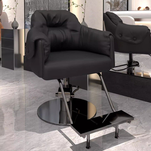 Contemporary Faux Leather Barber Chair with Height Adjustable Square Base and Single <b>Footrest</b> for Salon Furniture - Product Image 4
